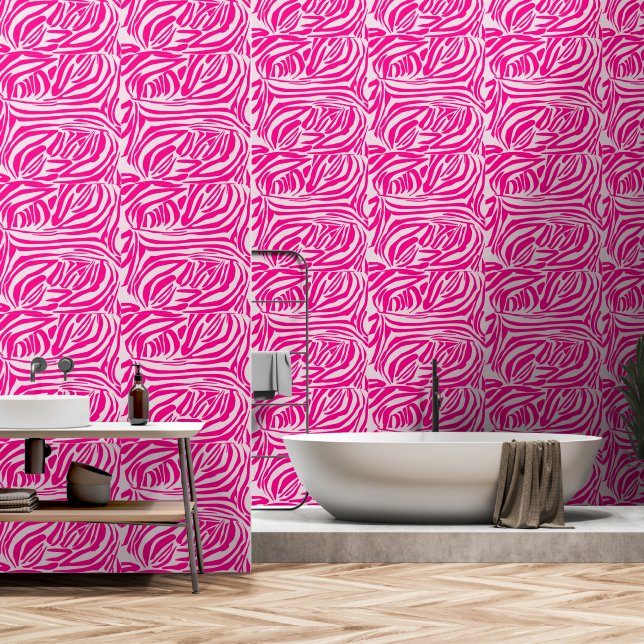 Papel Pintado Impresión de cebra rosa (Baño)