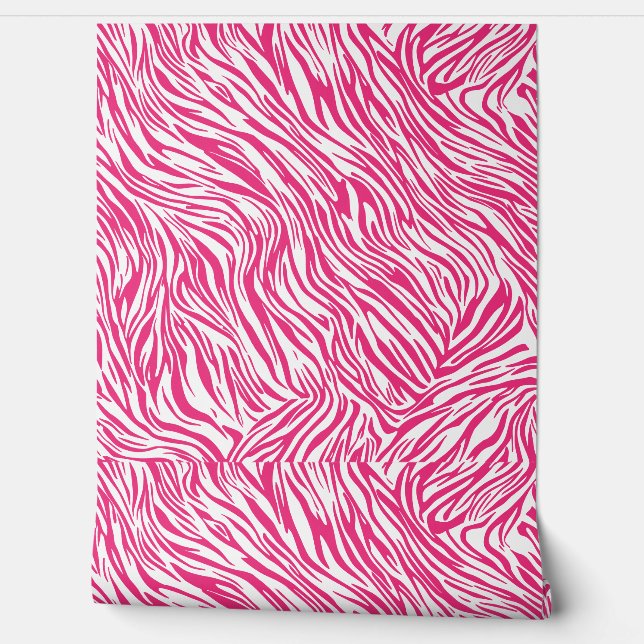 Papel Pintado Impresión de cebra rosa moderna (Desenrollar)