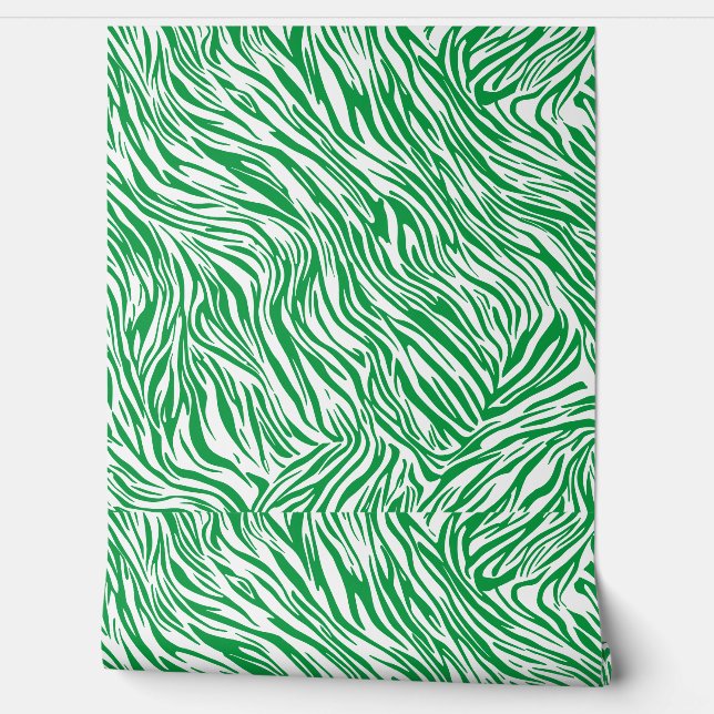 Papel Pintado Impresión de cebra verde moderna (Desenrollar)