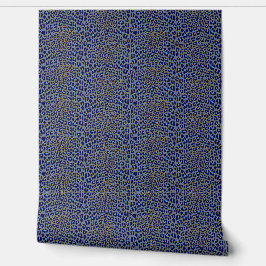 Papel Pintado Impresión de leopardo azul y dorado