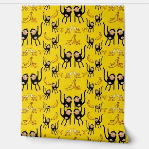 Papel Pintado Impresión De Monos Y Bananas Cuidados