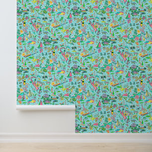 Papel Pintado Impresión de Preppy Palm Beach Aqua Bermuda