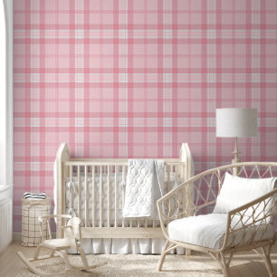 Papel Pintado Impresión de tartán rosa - Colección cómoda