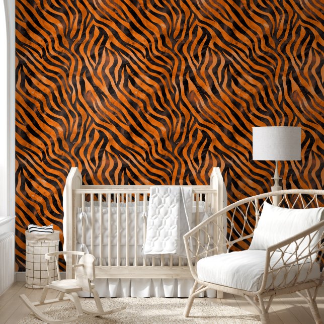 Papel Pintado Impresión de tigre de acuarela (Niños)