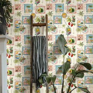 Papel Pintado Impresión de viaje mexicana colorida vintage