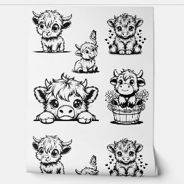 Papel Pintado Impresión recortada de vaca de Highland