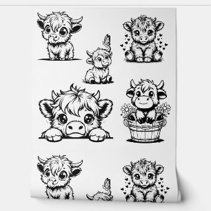 Papel Pintado Impresión recortada de vaca de Highland