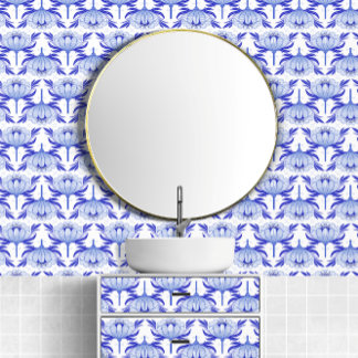 Papel Pintado Impresionante Patrón de flores azules y blancas es