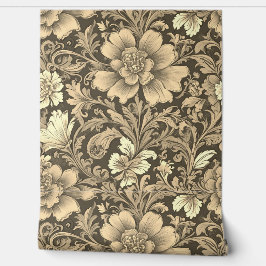 Papel Pintado Impresionante patrón floral sepia vintage