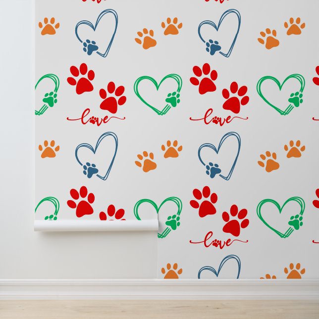 PAPEL PINTADO IMPRESIONES DE PAPA DE PERRO CUTIDO Y CORAZONES DE (Solicitud)