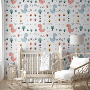 Papel pintado infantil amigos del bosque de dinosa