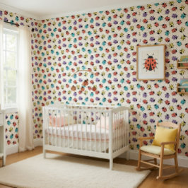 Papel pintado infantil con patrón de mariquita col