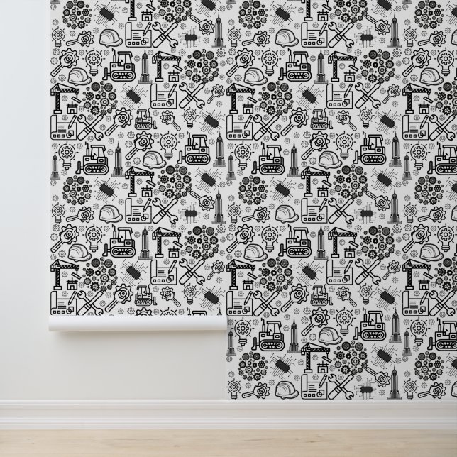 Papel Pintado Ingeniero arquitectónico negro y blanco (Solicitud)