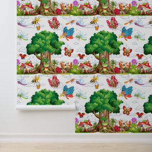 Papel Pintado Insectos y rana adorables de la casa del árbol del
