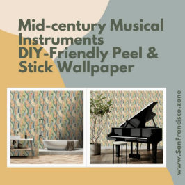 Papel Pintado Instrumentos musicales de mediados del siglo DIY P