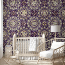 Intricate Royal Purple and Gold Mandala Pattern