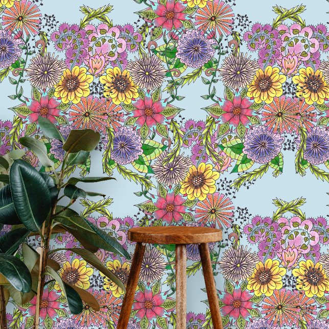 Papel Pintado Intrincado Pastel suave y caprichosos motivos flor (Subido por el creador)