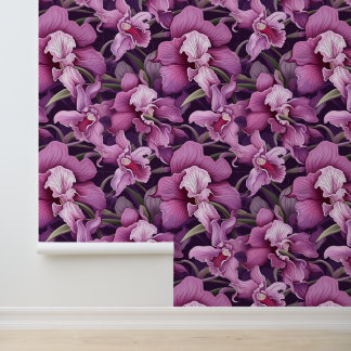 Papel Pintado Iris Flor Púrpura Rosa Pelar y Pegar