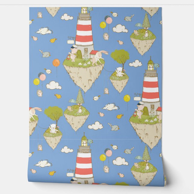Papel Pintado Islas Voladoras, animales ligosos y caprichosos (Desenrollar)