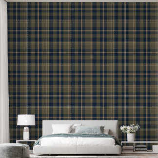 Papel Pintado Japandi Farmhouse Plaid in Navy and Olive