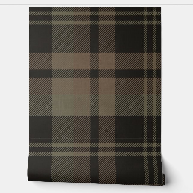 Papel Pintado Japandi Farmhouse Plaid in Olive and Brown (Desenrollar)