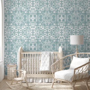 Papel Pintado Jardín Botánico Mazipoodles - Azul de la fuerza aé