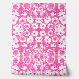 Papel Pintado Jardín Botánico Mazipoodles - Blanco Rosa Caliente