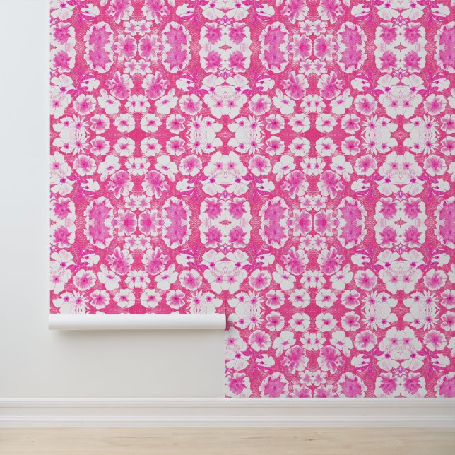 Papel Pintado Jardín Botánico Mazipoodles - Blanco Rosa Caliente (Solicitud)