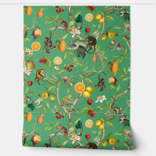 Papel Pintado Jardín Chinoiserie de la fruta de los monos de la 