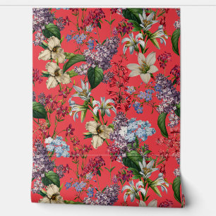 Papel Pintado Jardín de verano - Flores de cabaña de Redouté de