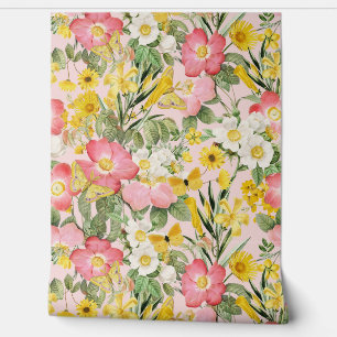 Papel Pintado Jardín de verano - Rosas de cabaña de Redouté de é