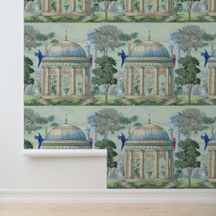 Papel Pintado Jardín del Templo Griego Antiguo Loro Pixie Verde