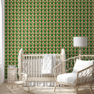 Papel Pintado Jardín Feliz de la Rana: Rana Verde Linda y Flor R