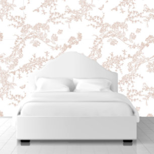 Papel Pintado Jardín Floral de Aves Chino-Chino Marrón