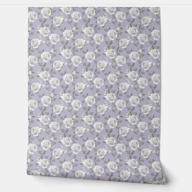 Papel Pintado Jardín Rosa elegante en Lavender (Desenrollar)
