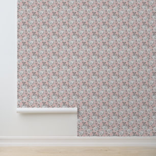 Papel Pintado Jardín Rosa elegante en rosa