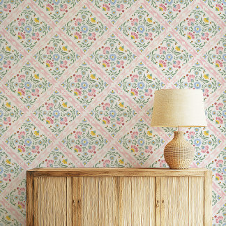 Papel Pintado Jardín sonrosado en flor