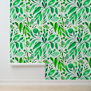 Papel Pintado Jardín Sueño - Botánica Acuarela Verde Exuberante