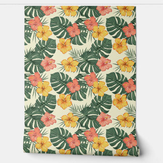 Papel Pintado Jardín Tropical Hibiscus