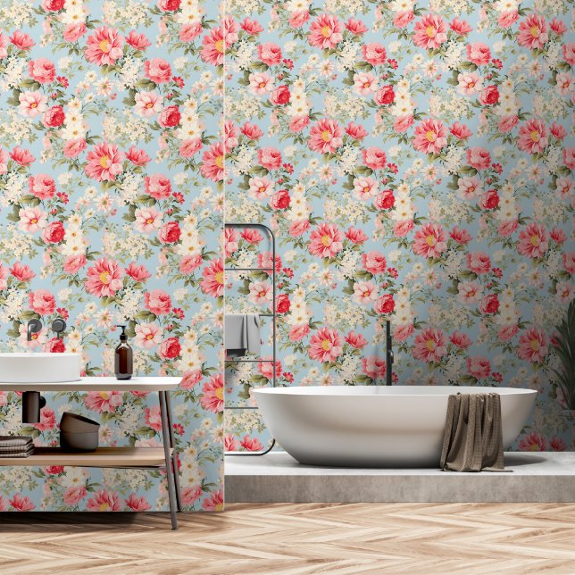 Papel Pintado Jardines de flores de campo ingleses (Baño)