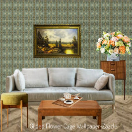 Papel Pintado Jaula dorada de flores