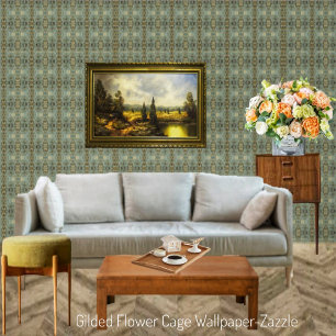 Papel Pintado Jaula dorada de flores