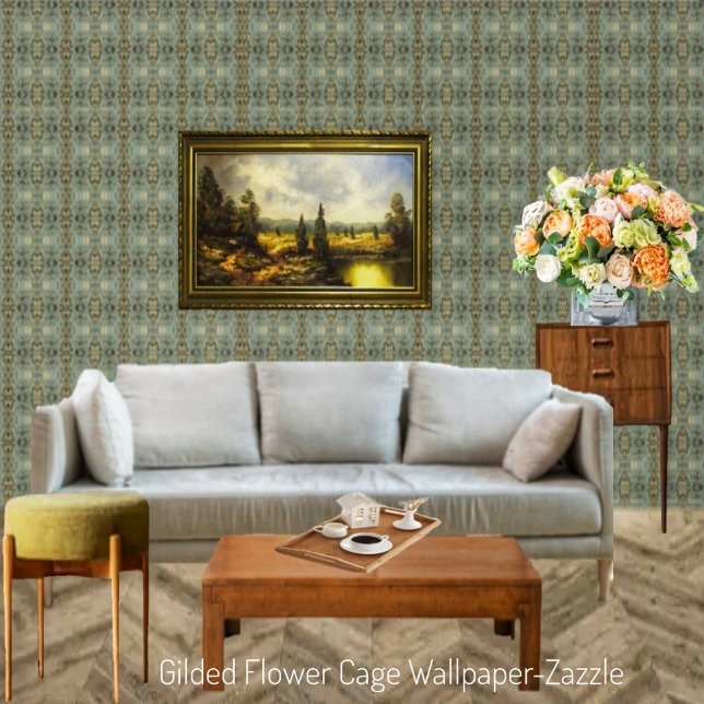 Papel Pintado Jaula dorada de flores (Subido por el creador)