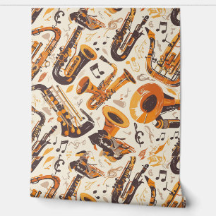 Papel Pintado Jazz Melody - Fondo de pantalla del Patrón Musical