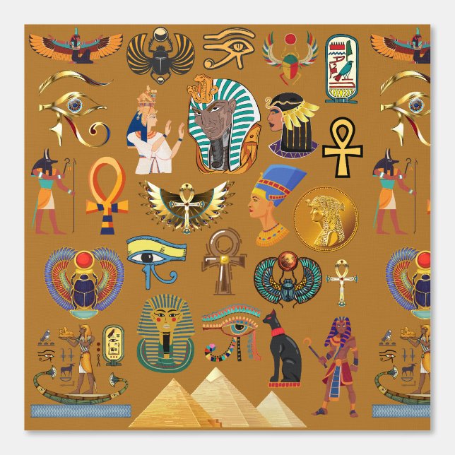 Papel Pintado Jeroglífico Egipcio Antiguo -Patrón Jeroglífico (Anverso)