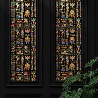 Papel Pintado Jeroglíficos y deidades egipcios sobre negro