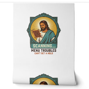 Papel Pintado Jesús Código QR Borroso No Se Escanea Menú Humor T