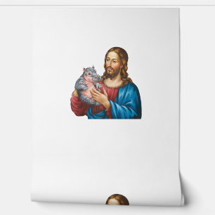 Papel Pintado Jesús y Moo Deng Conexión Divina Conoce Hipopótamo