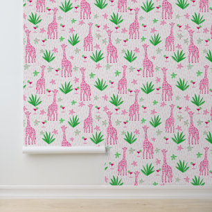 Papel Pintado Jirafas Preppy Cosmopolitans y Florales