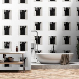 Papel Pintado Juego de toallas de baño blanco negro